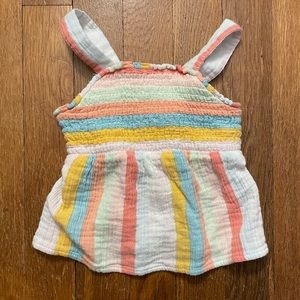 NWOT Cat & Jack Baby Pastel Rainbow Striped Tank Top, Size 12M